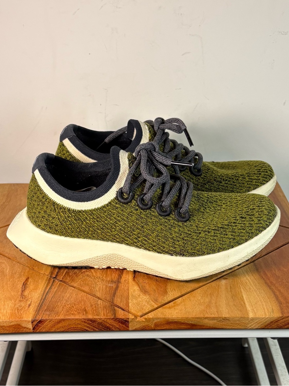 Allbirds Tree Dasher 2 sneakers in chasm green with a stony cream sole W6